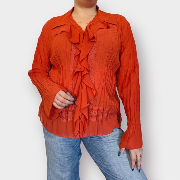 Clothing Co. Tops - Y2K Clothing Co Orange Blouse Size 2X